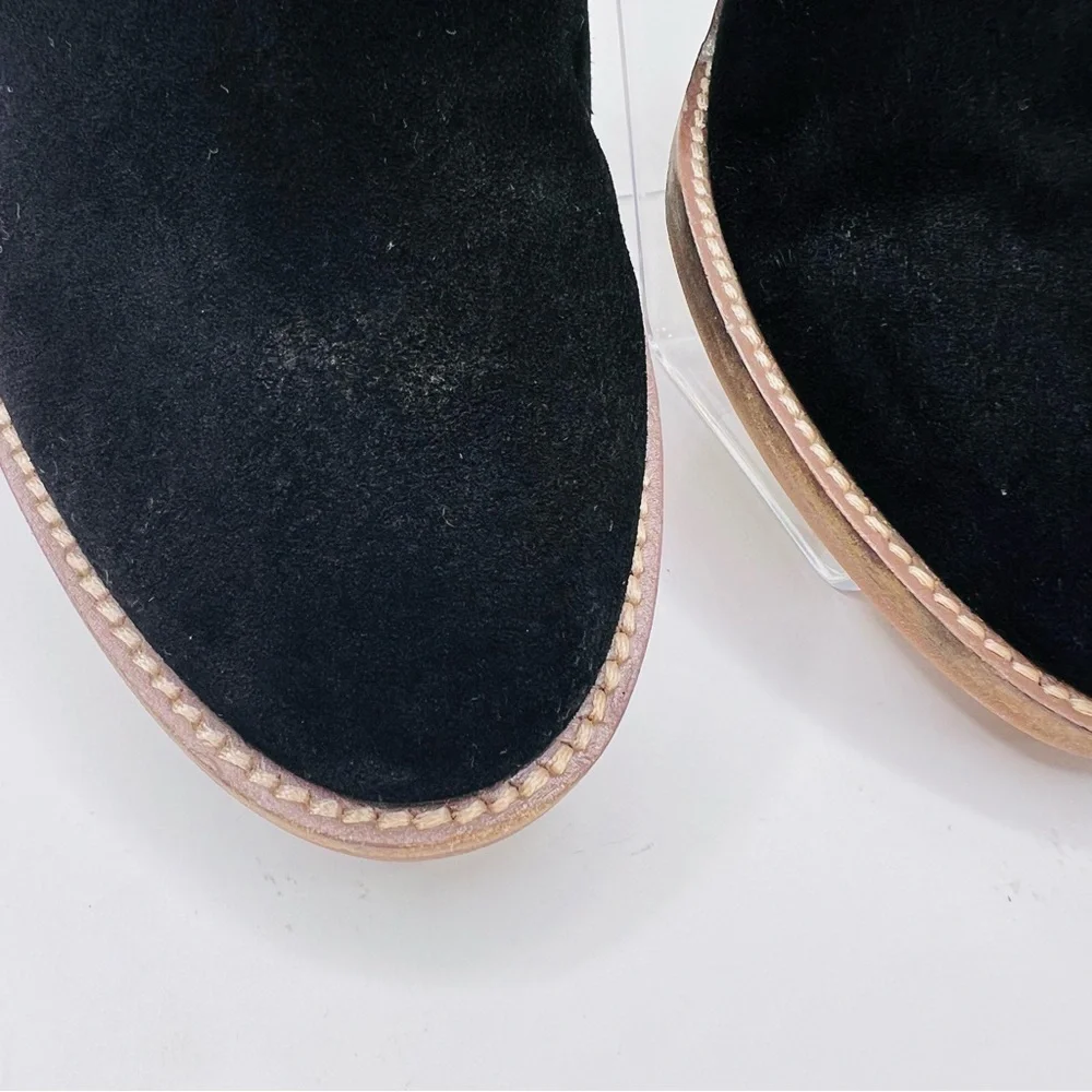 Blonde Irving Waterproof Black Suede Leather Wedge Heel Western Ankle Bootie